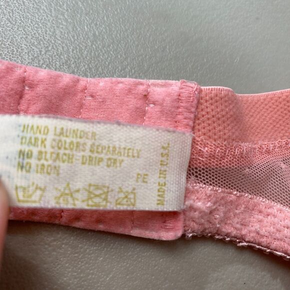 Vintage Victorias Secret Gold Label Bra 36DD Pink Sheer Lace Underwire 90s Y2K - Picture 8 of 10